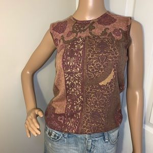 Neiman Marcus Floral Cashmere Top Size M